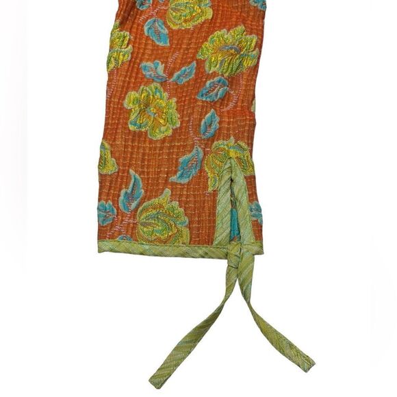 Reversible Orange Blue Floral Light Jacket Spring Coat Two Sided Three Button Up - Picture 3 of 10